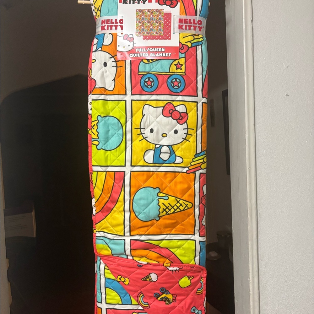 Hello Kitty Colorful Quilted Blanket - Red, Yellow, Blue